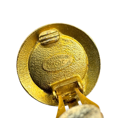 CHANEL VINTAGE EARRINGS ROUND COCOMARK GOLD BLACK 95C 90308379 - PURPOSE