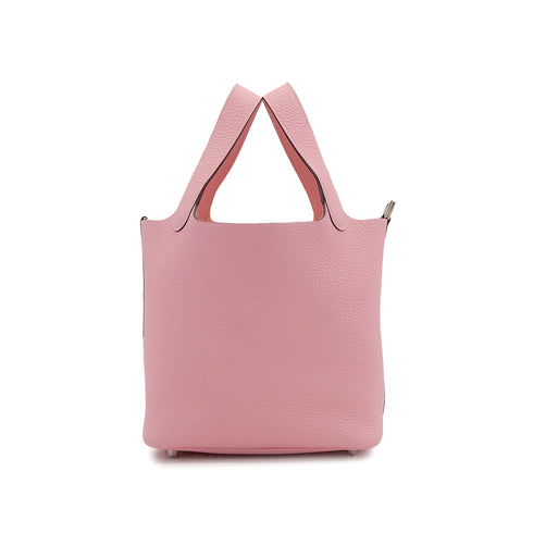 HERMES PICOTIN LOCK PM ROSE SAKURA TAURILLON CLEMENCE HAND BAG B PALLADIUM HARDWARE 90308380