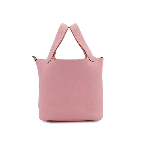 HERMES PICOTIN LOCK PM ROSE SAKURA TAURILLON CLEMENCE HAND BAG B PALLADIUM HARDWARE 90308380