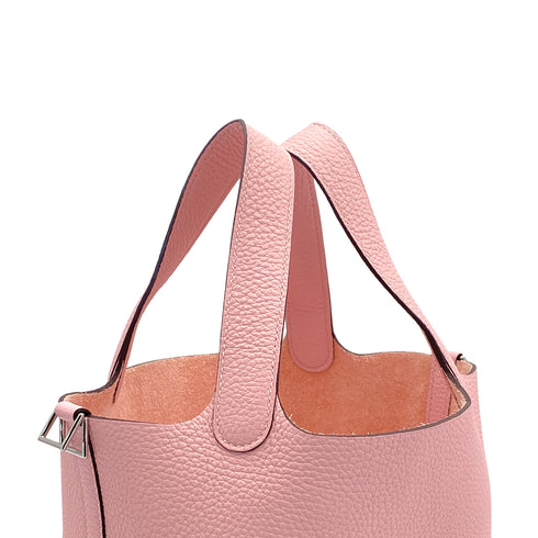 HERMES PICOTIN LOCK PM ROSE SAKURA TAURILLON CLEMENCE HAND BAG B PALLADIUM HARDWARE 90308380