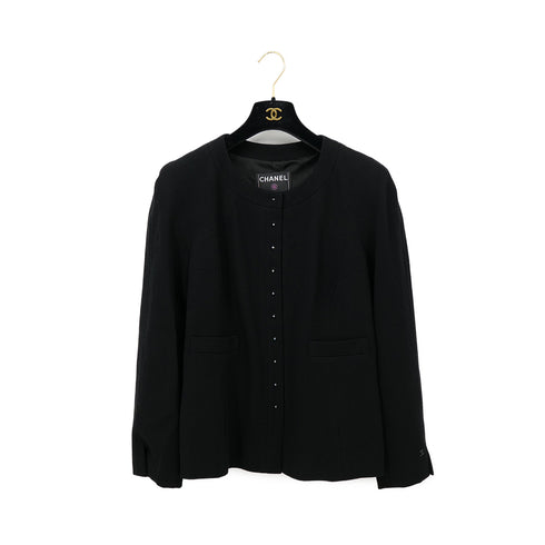 CHANEL VINTAGE COCOMARK JACKET BLACK WOOL 44 02A RTW 90308381 - PURPOSE