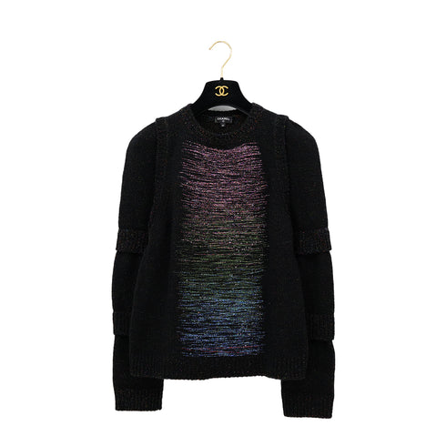 CHANEL COCOMARK GLITTER KNIT TOPS BLACK WOOL 40 P57 RTW 90308384 - PURPOSE