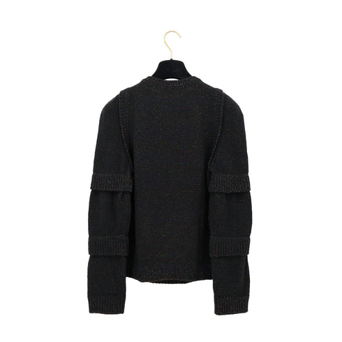 CHANEL COCOMARK GLITTER KNIT TOPS BLACK WOOL 40 P57 RTW 90308384 - PURPOSE