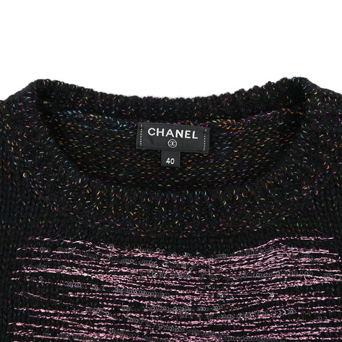CHANEL COCOMARK GLITTER KNIT TOPS BLACK WOOL 40 P57 RTW 90308384 - PURPOSE