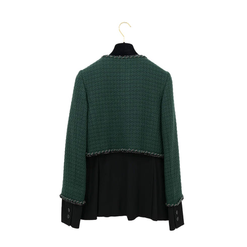 CHANEL COCO GRIPIX BUTTON TWEED LAYERED JACKET 2011 AW RUNWAY GREEN BLACK 38 P42 RTW 90308386 - PURPOSE