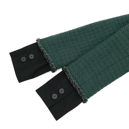 CHANEL COCO GRIPIX BUTTON TWEED LAYERED JACKET 2011 AW RUNWAY GREEN BLACK 38 P42 RTW 90308386 - PURPOSE