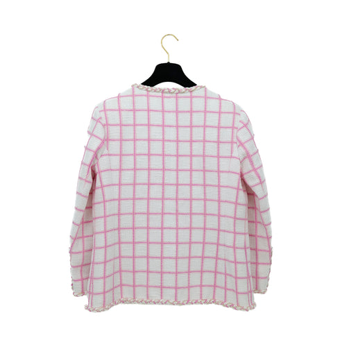 CHANEL COCO BUTTON TWEED JACKET CRUISE COLLECTION 2023 23C PINK WHITE 44 P73 RTW 90308388 - PURPOSE