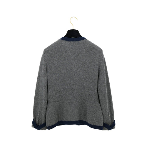 CHANEL COCO BUTTON KNIT CARDIGAN GRAY NAVY CASHMERE 38 P59 RTW 90308389 - PURPOSE