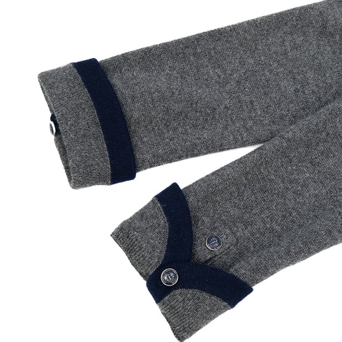 CHANEL COCO BUTTON KNIT CARDIGAN GRAY NAVY CASHMERE 38 P59 RTW 90308389 - PURPOSE