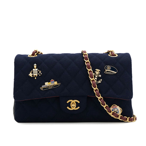 CHANEL PARIS HAMBURG COLLECTION CHAIN SHOULDER BAG NAVY CANVAS 90308960 - PURPOSE