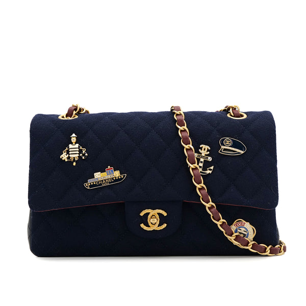 CHANEL PARIS HAMBURG COLLECTION CHAIN SHOULDER BAG NAVY CANVAS 90308960 - PURPOSE