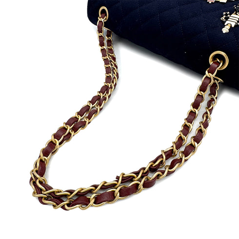 CHANEL PARIS HAMBURG COLLECTION CHAIN SHOULDER BAG NAVY CANVAS 90308960 - PURPOSE