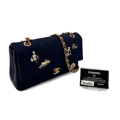 CHANEL PARIS HAMBURG COLLECTION CHAIN SHOULDER BAG NAVY CANVAS 90308960 - PURPOSE