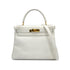 HERMES KELLY 28 RETOURNE WHITE GRAINE HAND SHOULDER BAG 〇W GOLD HARDWARE 90308961