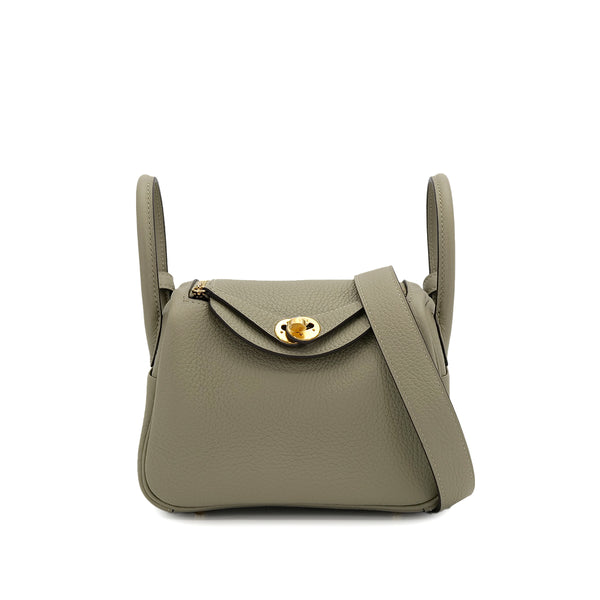 HERMES LINDY MINI SAUGE TAURILLON CLEMENCE SHOULDER BAG B GOLD HARDWARE 90308962 - PURPOSE