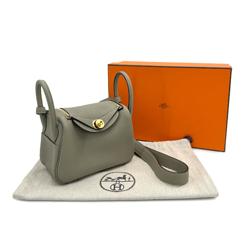 HERMES LINDY MINI SAUGE TAURILLON CLEMENCE SHOULDER BAG B GOLD HARDWARE 90308962 - PURPOSE