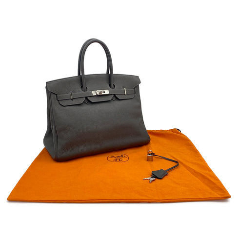 HERMES BIRKIN 35 GRAPHITE TOGO HAND BAG □F PALLADIUM HARDWARE 90308964 - PURPOSE