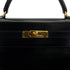 HERMES KELLY 32 RETOURNE BLACK BOXCALF HAND SHOULDER BAG 1993 CIRCLE W GOLD HARDWARE 90308965 - PURPOSE