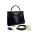 HERMES KELLY 32 RETOURNE BLACK BOXCALF HAND SHOULDER BAG 1993 CIRCLE W GOLD HARDWARE 90308965 - PURPOSE
