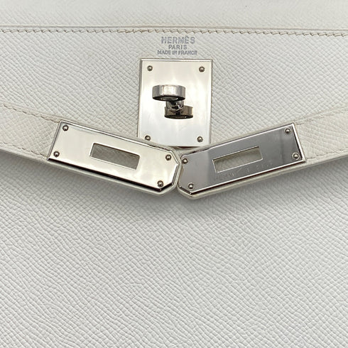 HERMES KELLY 28 SELLIER WHITE VEAU EPSOM HAND SHOULDER BAG 2007 SQUARE K PALLADIUM HARDWARE 90308966 - PURPOSE