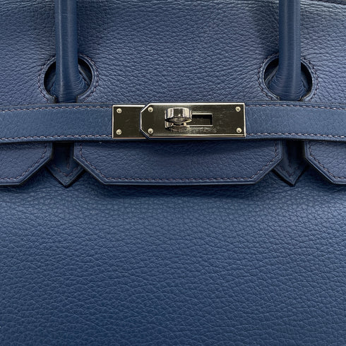 HERMES BIRKIN 35 BLUE BRIGHTON TAURILLON CLEMENCE HAND BAG □L PALLADIUM HARDWARE 90308967 - PURPOSE