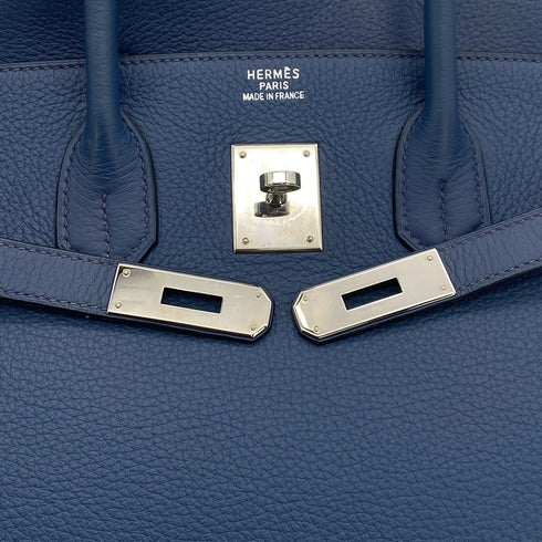 HERMES BIRKIN 35 BLUE BRIGHTON TAURILLON CLEMENCE HAND BAG □L PALLADIUM HARDWARE 90308967 - PURPOSE