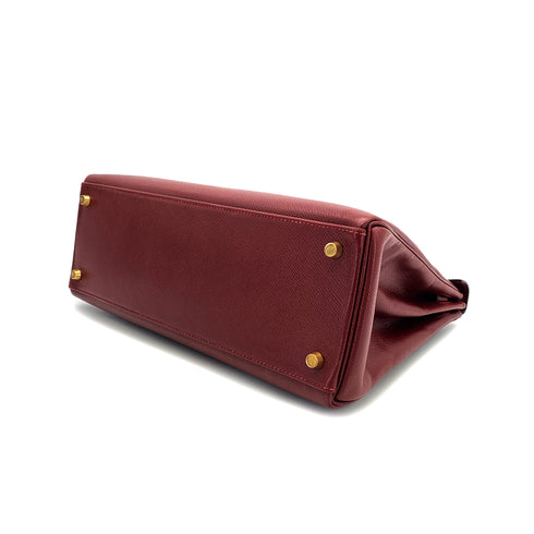 HERMES KELLY 32 RETOURNE ROUGE H COUCHEVEL HAND BAG 2000 SQUARE D GOLD HARDWARE 90308968 - PURPOSE
