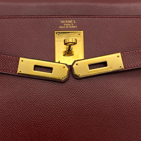 HERMES KELLY 32 RETOURNE ROUGE H COUCHEVEL HAND BAG 2000 SQUARE D GOLD HARDWARE 90308968 - PURPOSE