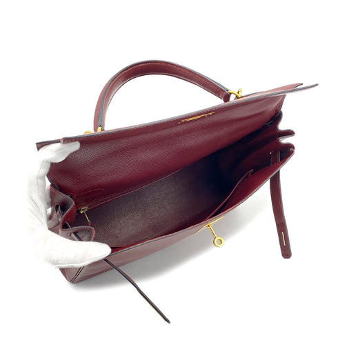 HERMES KELLY 32 RETOURNE ROUGE H COUCHEVEL HAND BAG 2000 SQUARE D GOLD HARDWARE 90308968 - PURPOSE