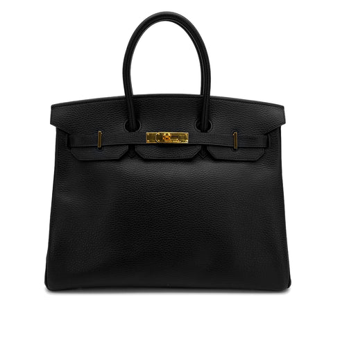 HERMES BIRKIN 35 BLACK ARDENNES HAND BAG □G GOLD HARDWARE 90308973 - PURPOSE