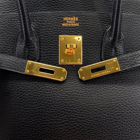 HERMES BIRKIN 35 BLACK ARDENNES HAND BAG □G GOLD HARDWARE 90308973 - PURPOSE