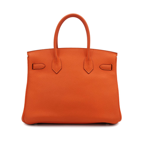 HERMES BIRKIN 30 ORANGE TOGO HAND BAG □N PALLADIUM HARDWARE 90308975 - PURPOSE