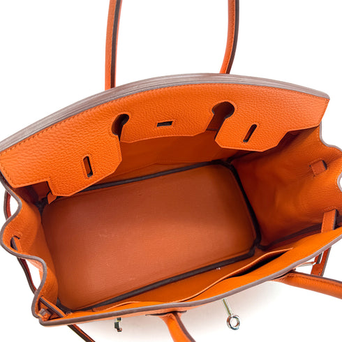 HERMES BIRKIN 30 ORANGE TOGO HAND BAG □N PALLADIUM HARDWARE 90308975 - PURPOSE