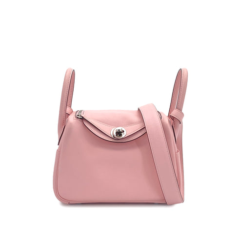 HERMES LINDY MINI ROSE SAKURA VEAU SWIFT SHOULDER BAG Z PALLADIUM HARDWARE 90308976 - PURPOSE