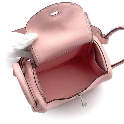 HERMES LINDY MINI ROSE SAKURA VEAU SWIFT SHOULDER BAG Z PALLADIUM HARDWARE 90308976 - PURPOSE