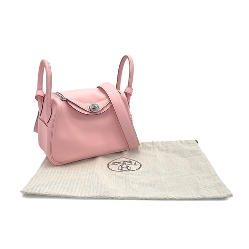 HERMES LINDY MINI ROSE SAKURA VEAU SWIFT SHOULDER BAG Z PALLADIUM HARDWARE 90308976 - PURPOSE