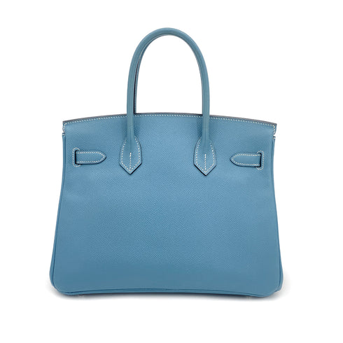 HERMES BIRKIN 30 BLUE JEAN EPSOM HAND BAG □L PALLADIUM HARDWARE 90308977 - PURPOSE