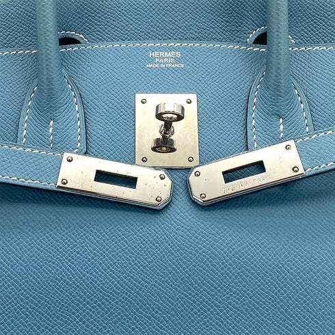 HERMES BIRKIN 30 BLUE JEAN EPSOM HAND BAG □L PALLADIUM HARDWARE 90308977 - PURPOSE