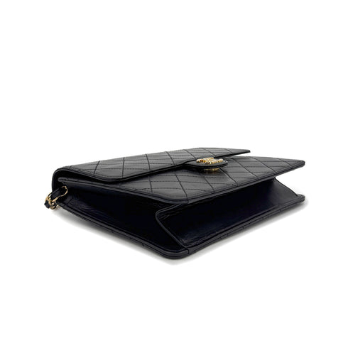 CHANEL VINTAGE MATELASSE CHAIN SHOULDER BAG BLACK LAMB SKIN 90308980 - PURPOSE