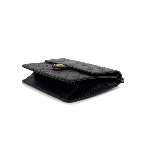 CHANEL VINTAGE MATELASSE CHAIN SHOULDER BAG BLACK LAMB SKIN 90308980 - PURPOSE