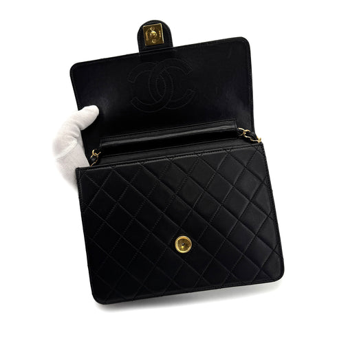 CHANEL VINTAGE MATELASSE CHAIN SHOULDER BAG BLACK LAMB SKIN 90308980 - PURPOSE