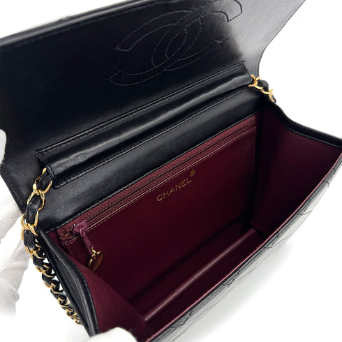 CHANEL VINTAGE MATELASSE CHAIN SHOULDER BAG BLACK LAMB SKIN 90308980 - PURPOSE
