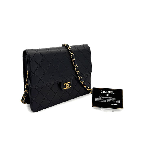 CHANEL VINTAGE MATELASSE CHAIN SHOULDER BAG BLACK LAMB SKIN 90308980 - PURPOSE