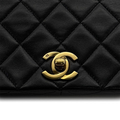 CHANEL VINTAGE FULL FLAP CHAIN SHOULDER BAG BLACK LAMB SKIN 90308981 - PURPOSE