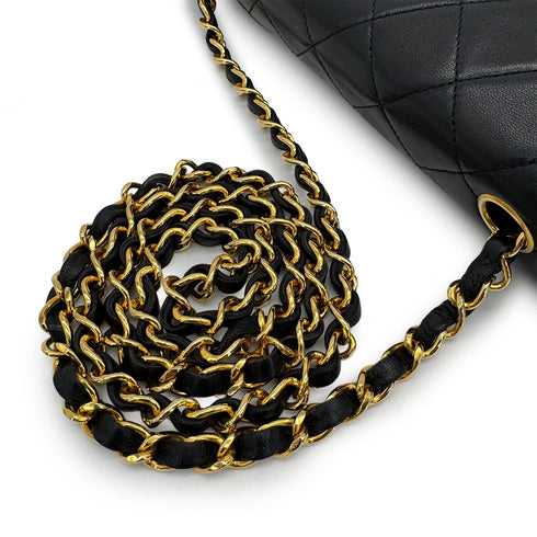 CHANEL VINTAGE FULL FLAP CHAIN SHOULDER BAG BLACK LAMB SKIN 90308981 - PURPOSE