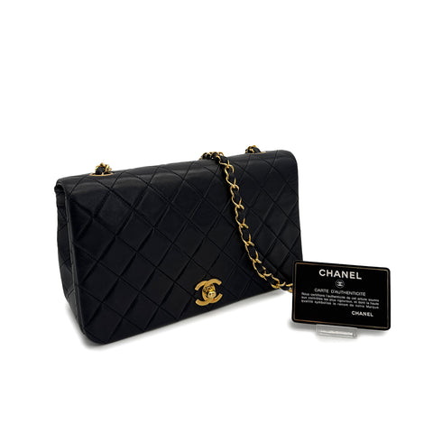 CHANEL VINTAGE FULL FLAP CHAIN SHOULDER BAG BLACK LAMB SKIN 90308981 - PURPOSE