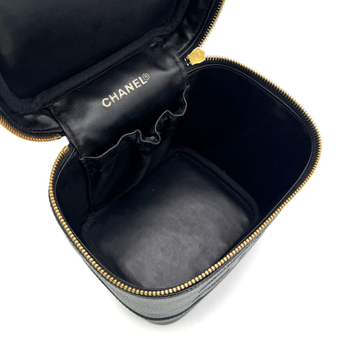 CHANEL VINTAGE VANITY HAND BAG BLACK CAVIAR SKIN 90308983 - PURPOSE