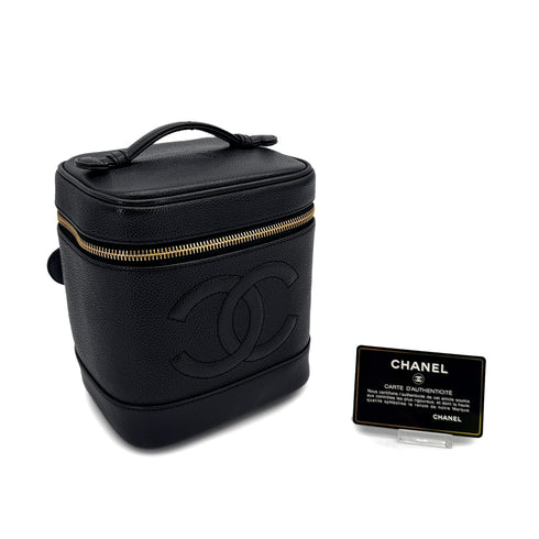 CHANEL VINTAGE VANITY HAND BAG BLACK CAVIAR SKIN 90308983 - PURPOSE