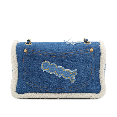 CHANEL EGYPT LINE CHAIN SHOULDER BAG BLUE DENIM MOUTON 90308984 - PURPOSE