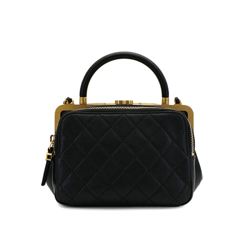 CHANEL COCOMAK HAND SHOULDER BAG GOLD BLACK CROCODILE EMBOSSED 90308985 - PURPOSE